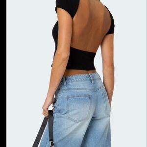 Black Open-Back Women Top